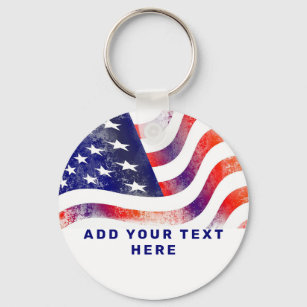 Patriotic  American Flag Personalised  Key Ring