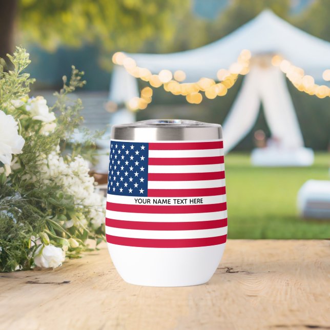 Patriotic American Flag Personalised Name Text (Wedding (Rotated))