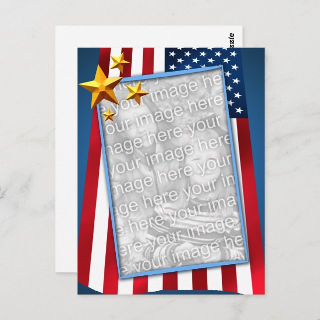 Patriotic American Flag Photo Postcard (Front/Back)