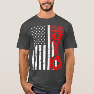 Patriotic American Flag Piston Muscle Car Vintage  T-Shirt