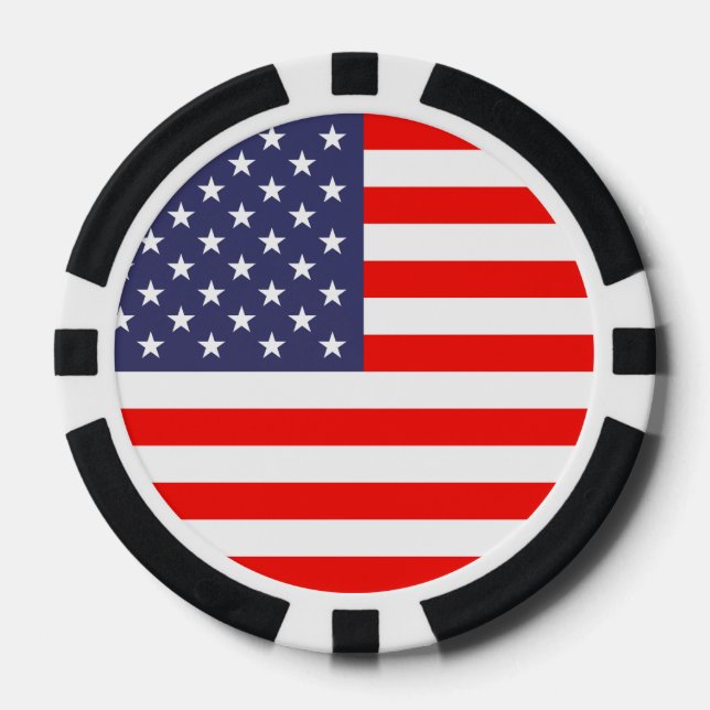 Patriotic American flag poker chips for card game (Front)