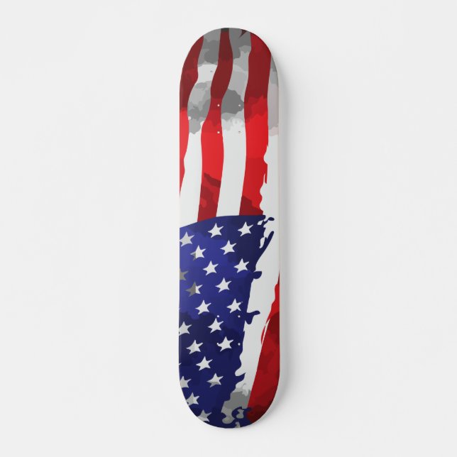 Patriotic American Flag Red White Blue USA Skateboard (Front)