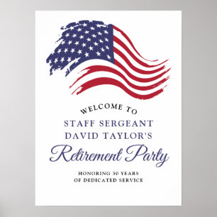 Patriotic American Flag Retirement Party Welcome Poster