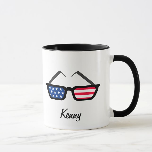 Patriotic American Flag Retro Sunglasses Mug (Right)