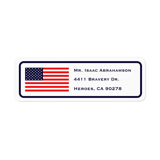 Patriotic American Flag Return Address Label (Front)