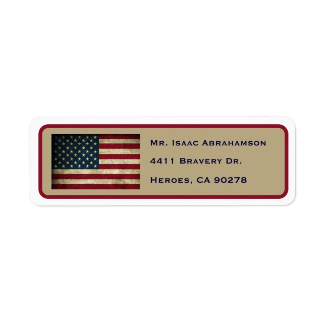Patriotic American Flag Return Address Label (Front)