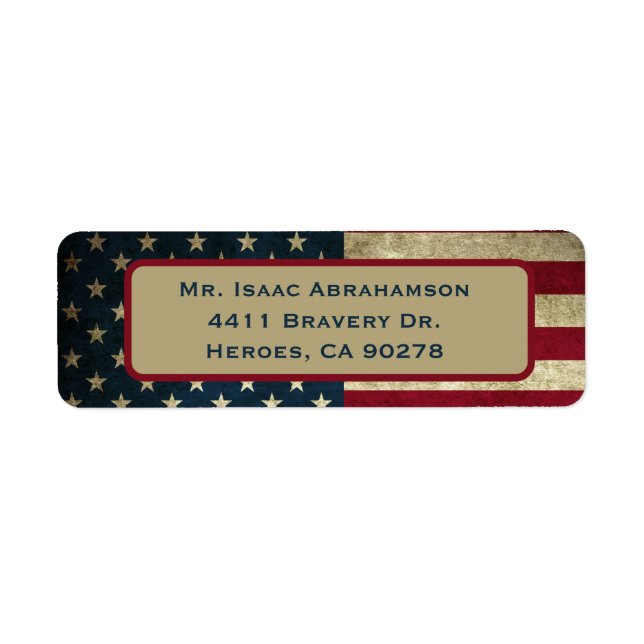 Patriotic American Flag Return Address Label (Front)