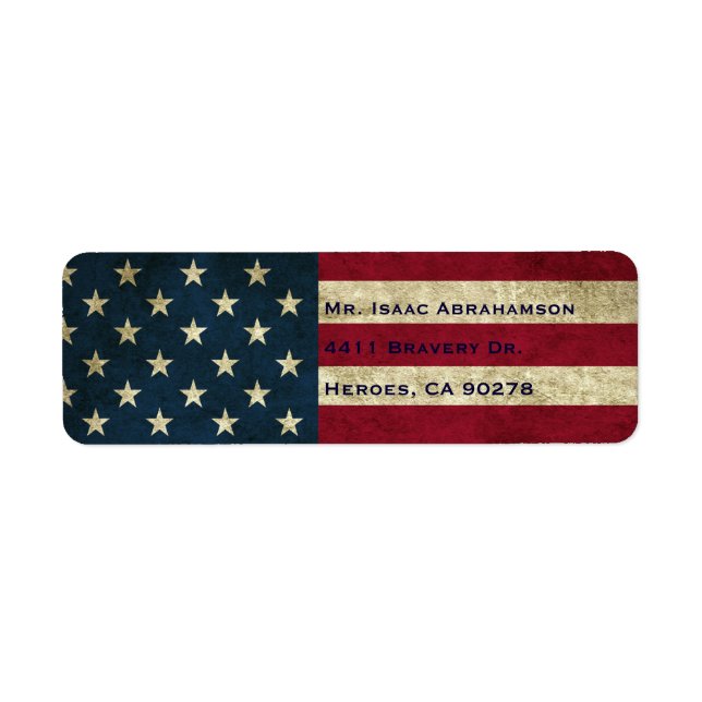 Patriotic American Flag Return Address Label (Front)