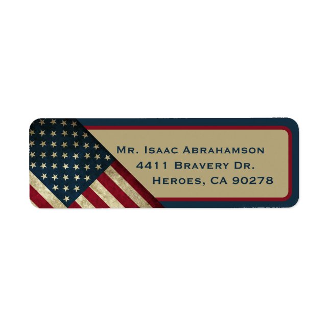 Patriotic American Flag Return Address Label (Front)