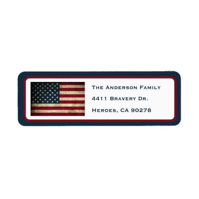 Patriotic American Flag Return Address Label (Front)