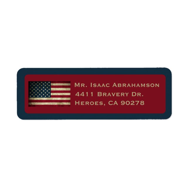 Patriotic American Flag Return Address Label (Front)