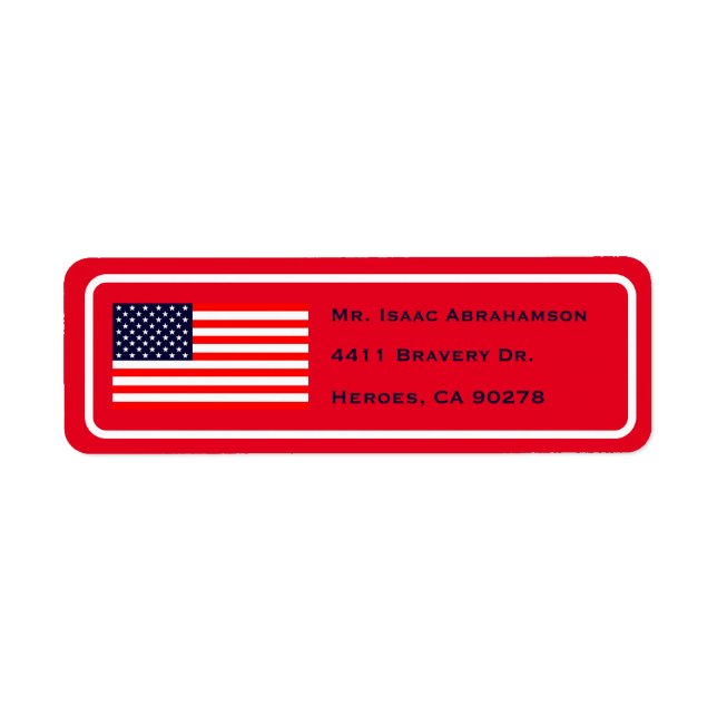 Patriotic American Flag Return Address Label (Front)