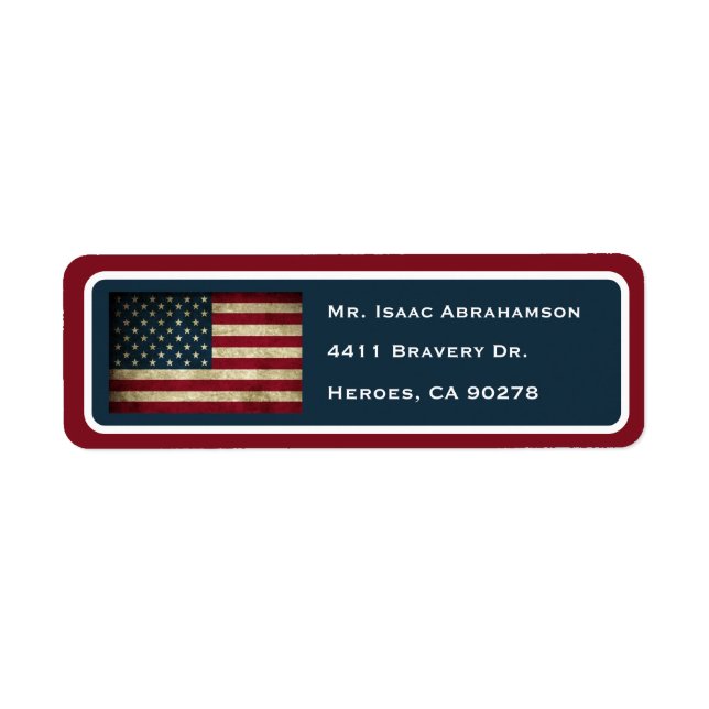 Patriotic American Flag Return Address Label (Front)