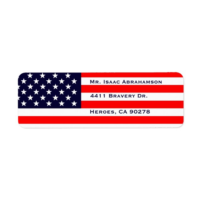 Patriotic American Flag Return Address Label (Front)