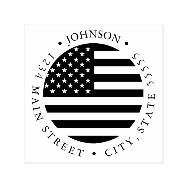 Patriotic American Flag Return Label Self-inking Stamp (Design)