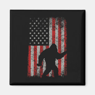 Patriotic American Flag Sasquatch Lover Gift Bigfo Magnet