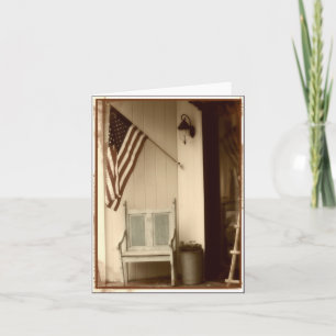 Patriotic American Flag Sepia Note Card