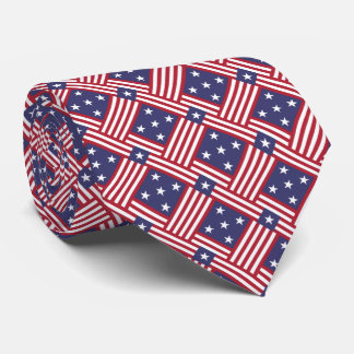Patriotic American Flag stars and stripes pattern Tie