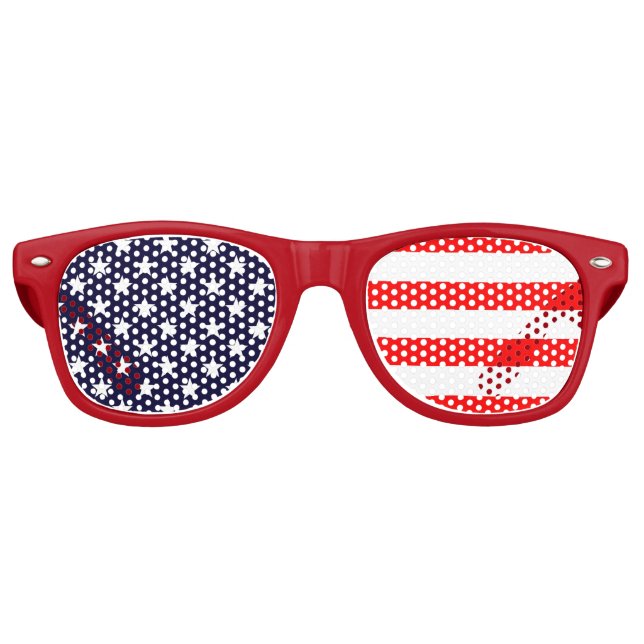 Patriotic American Flag Stars and Stripes Retro Retro Sunglasses (Front)