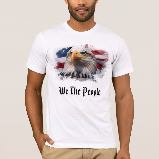 *~* Patriotic American Flag Stars AP27 Eagle Men T-Shirt (Front)