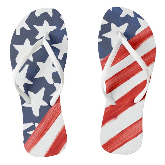 Patriotic American Flag Stars Stripes Thongs (Footbed)