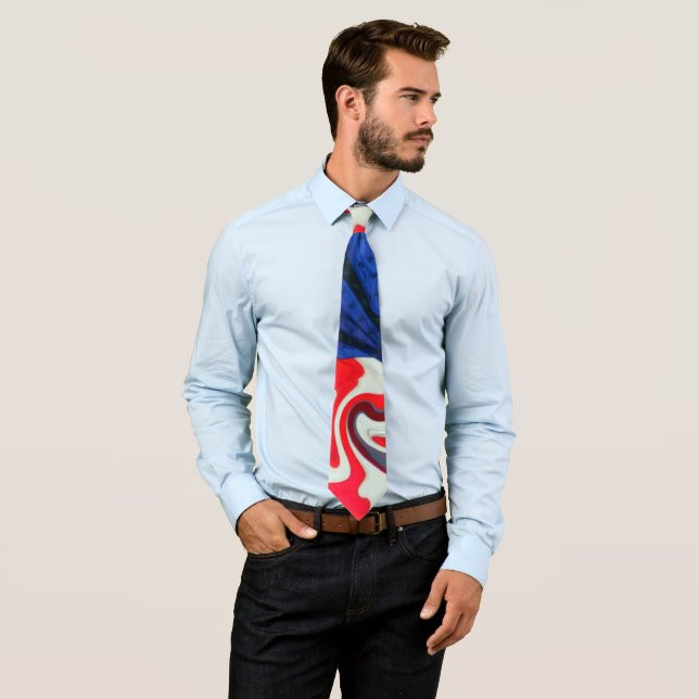 Patriotic American Flag Swirl Tie (In Situ)