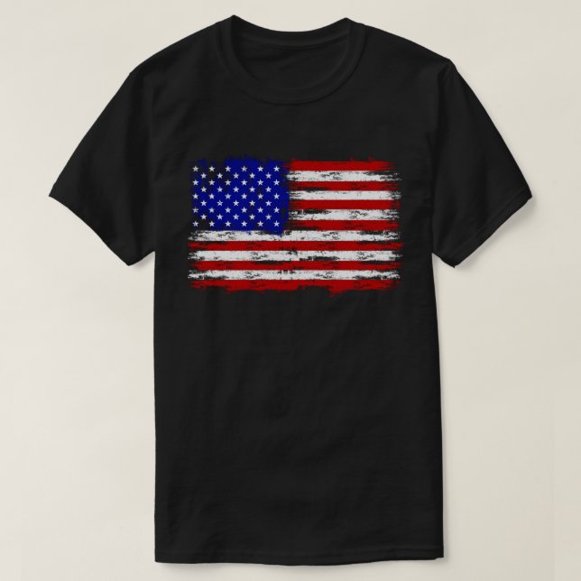 Patriotic American Flag T-Shirt (Design Front)
