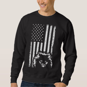 Patriotic American Flag Teacup Pomeranian Sweatshirt