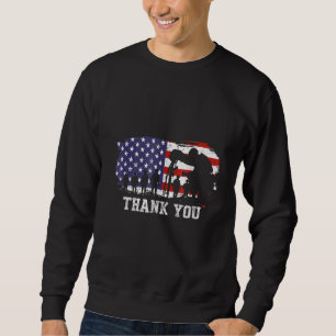 Patriotic American Flag Thank You 4th Of July Memo Sweatshirt