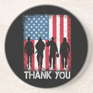 Patriotic American Flag Thank You For Coaster