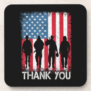 Patriotic American Flag Thank You For Coaster
