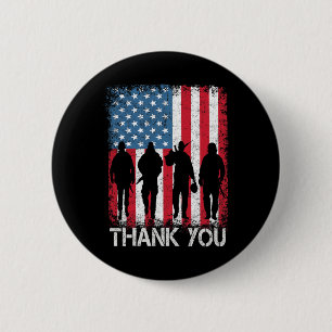 Patriotic American Flag Thank You For Men Women Ki 6 Cm Round Badge