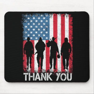 Patriotic American Flag Thank You For Mouse Pad