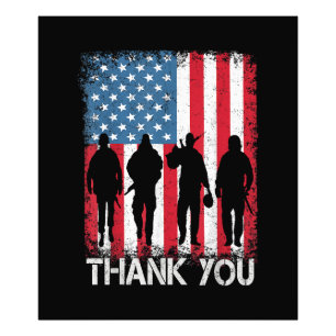 Patriotic American Flag Thank You For Photo Print