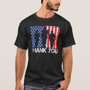 Patriotic American Flag Thank You Men Women Girls  T-Shirt