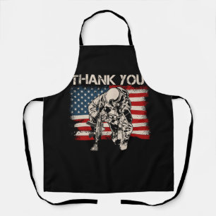 Patriotic American Flag Thank You Veteran Independ Apron