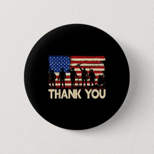 Patriotic American Flag Thank You Veterans 6 Cm Round Badge