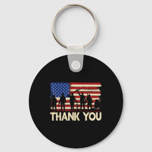 Patriotic American Flag Thank You Veterans Key Ring