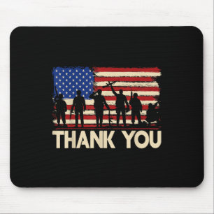 Patriotic American Flag Thank You Veterans Mouse Pad