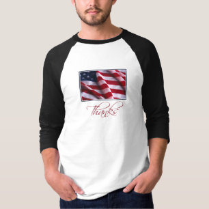 Patriotic American Flag Thanks in Red T-Shirt