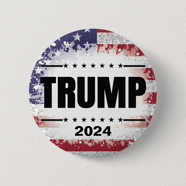 Patriotic American Flag Trump 2024   6 Cm Round Badge (Front)