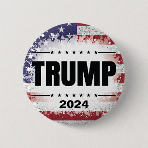 Patriotic American Flag Trump 2024   6 Cm Round Badge