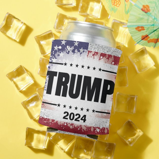 Patriotic American Flag Trump 2024   Can Cooler (In Situ Summer)