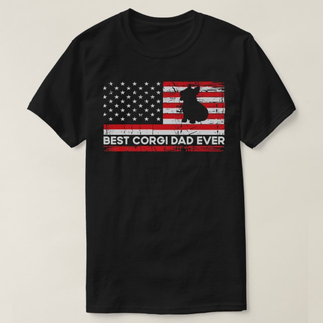 Patriotic American Flag Tshirt For Corgi Dad Lover (Design Front)
