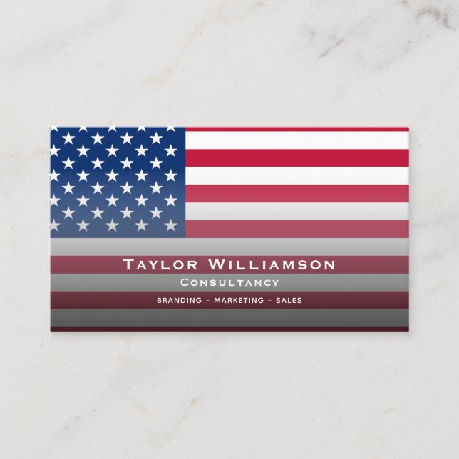 Patriotic American Flag USA America Veteran Simple Business Card (Front)