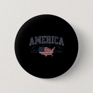 Patriotic American Flag Usa Est 1776 4th Of July A 6 Cm Round Badge