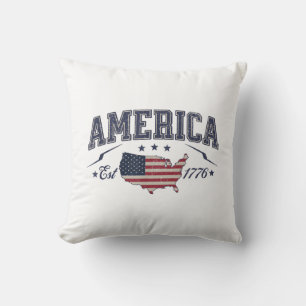 Patriotic American Flag USA Est 1776 4th of July A Cushion