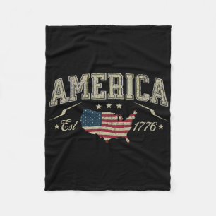 Patriotic American Flag Usa Est 1776 4th Of July A Fleece Blanket