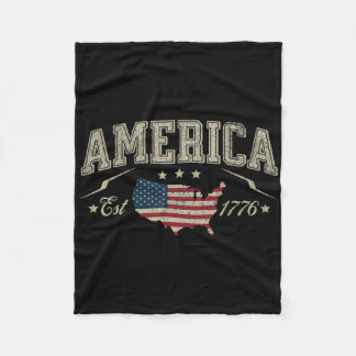 Patriotic American Flag Usa Est 1776 4th Of July A Fleece Blanket