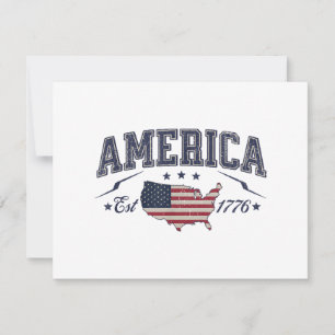 Patriotic American Flag USA Est 1776 4th of July A Holiday Card